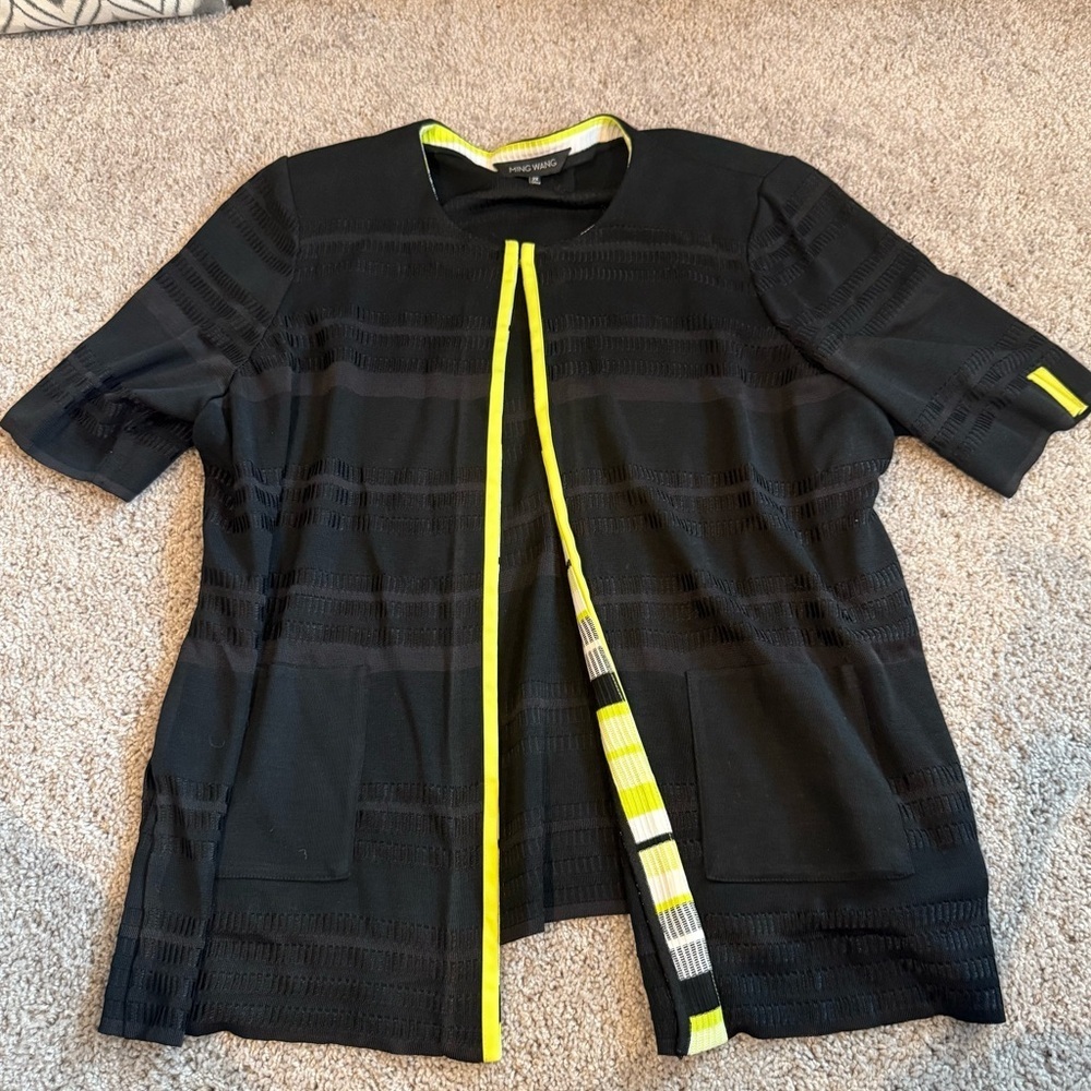 Ming Wang Black Short Sleeve Cardigan Size 2X
